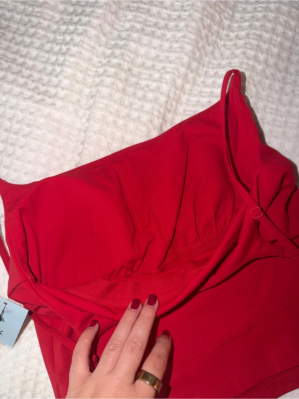 Red Spaghetti-Strap Women's Tank Top - Picture 4 of 4